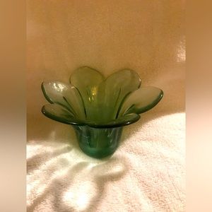 Vintage Green Recycled Blown Glass Tulip Shape
